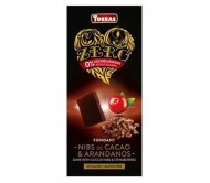 Шоколад Torras Zero чорний з какао і журавлиною без цукру 125 г/12