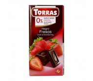Шоколад Torras чорний без цукру полуниця 75 г/40