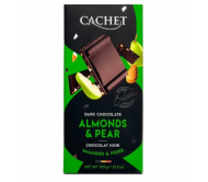 Шоколад Cachet чорний 57% Груша і мигдаль 100 г/12