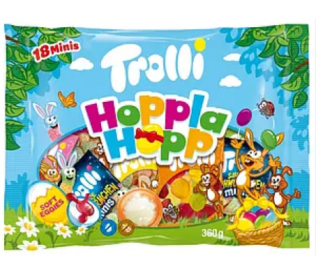 Цукерки жувальні Trolli Hoppla Hopp - 360 г/10