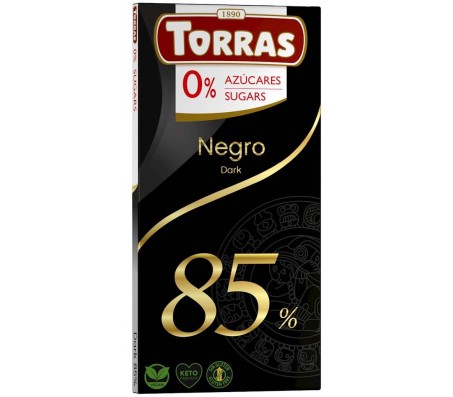 Шоколад Torras чорний 85 % какао без цукру 75 г/48