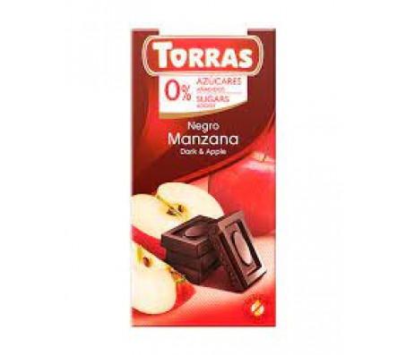 Шоколад Torras чорний без цукру яблуко 75 г/40