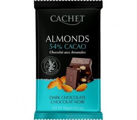 Шоколад Cachet чорний мигдаль 54% какао 300 г/12 - Купити в інтернет магазині DF.ZP.UA