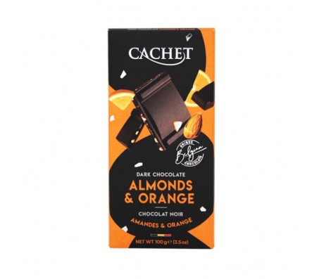 Шоколад Cachet чорний 57% Мигдаль і апельсин 100 г/12