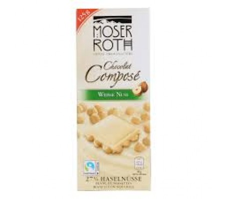Шоколад Moser Roth білий з цільним фундуком 125 г