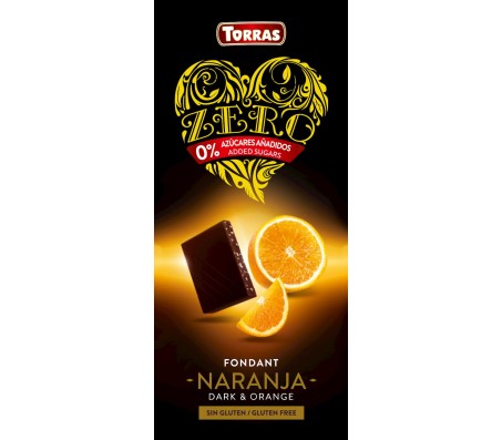 Шоколад Torras Zero чорний з апельсином без цукру 125 г/12