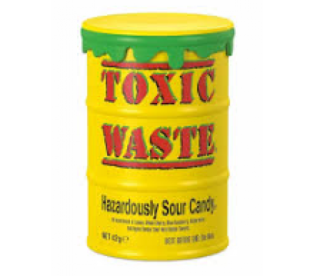Цукерки жувальні Toxic Waste жовта  бочка 12*42 г