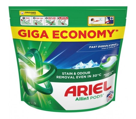 Капсули для прання Ariel Чистота та Свіжість Гірське джерело 70 шт