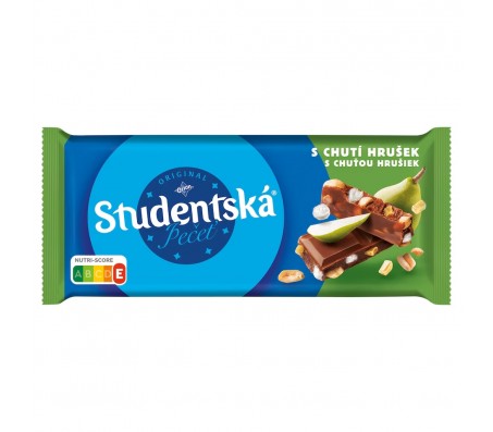 Шоколад Studentska молочний з арахісом, желе, та шматочками груші 170 г