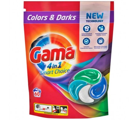 Капсули для прання Gama 4 в1 Color&Dark 60 шт