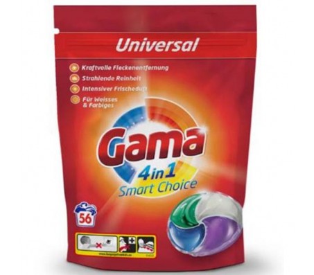 Капсули для прання Gama 4 в1 Universal 56 шт - Купить в интернет магазине DF.ZP.UA