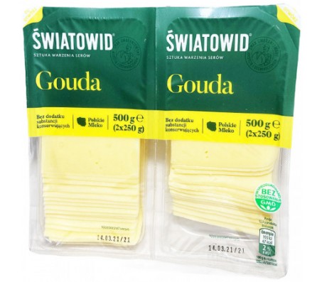 Сир твердий Swiatowid Gouda нарізка 250 г/2