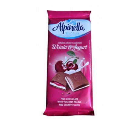 Шоколад Alpinella молочний з вишнею 100 г