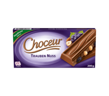 Шоколад Choceur Raisin & Nut молочний з горіхом та родзинками 200 г