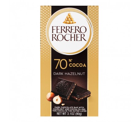 Шоколад Ferrero Rocher чорний 70% cacao з лісовим горіхом 90 г/8