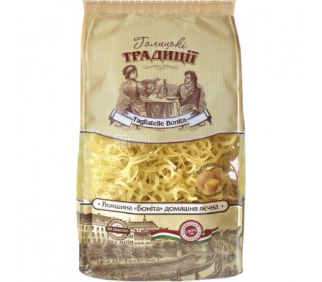 Макарони Галицькі традиції Локшина домашня яєчна №5  Боніта 400 г /18