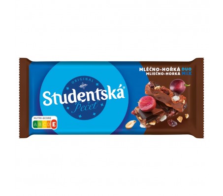 Шоколад Studentska молочно-темний з арахісом, родзинками та желе 170 г
