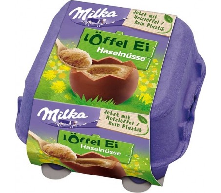 Шоколадні яйця Milka Loffel Ei Haselnusse Eggs 4шт 136 г/20 - Купити в інтернет магазині DF.ZP.UA
