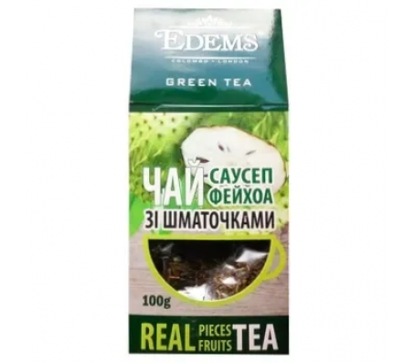 Чай зелений крупнолистовий Edems зі шматочками саусепу 100 г