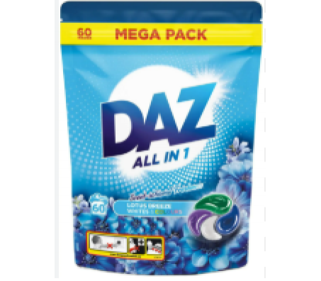 Капсули для прання Daz 3в1 Квіти лотосу для всіх типів тканин 60 шт/6