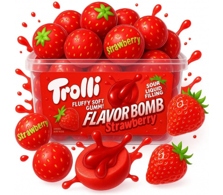 Цукерки жувальні Trolli Flavor Bomb Strawberry 1кг 60 шт/6