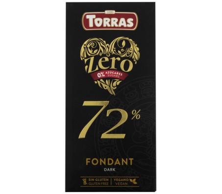 Шоколад Torras Zero чорний 72% какао без цукру 100 г/12