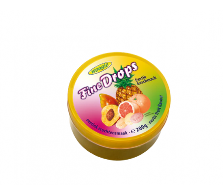 Льодяники Woogie Fine DROPS екзотичні фрукти 200 г/10