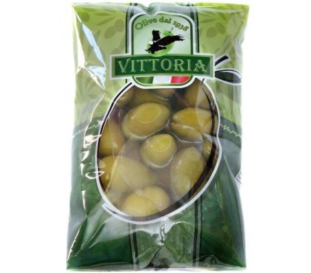 Оливки зелені з кісточкою Vittoria дольче гіганти 850 г - Купити в інтернет магазині DF.ZP.UA