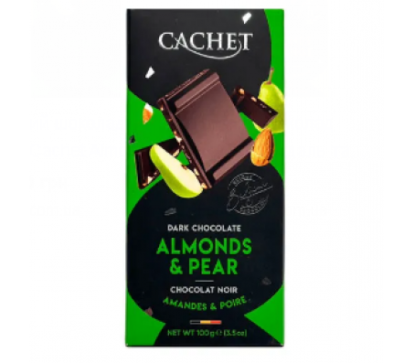 Шоколад Cachet чорний 57% Груша і мигдаль 100 г/12