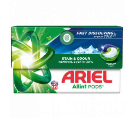 Капсули для прання Ariel Чистота та Свіжість Гірське джерело 22 шт