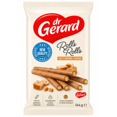 Вафельні трубочки Dr.Gerard Rolls Salted Caramel зі смаком солоної карамелі 144 г