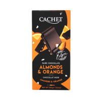 Шоколад Cachet чорний 57% cacao Мигдаль і апельсин 100 г/12