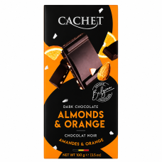 Шоколад Cachet чорний 57% cacao Мигдаль і апельсин 100 г