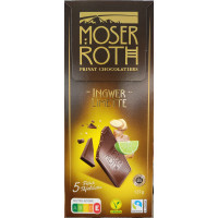 Шоколад Moser Roth чорний з зацукрованими шматочками імбирю та свіжим лаймом 125 г