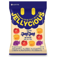 Цукерки жувальні Jellycious Mix персик,виноград,апельсин  60 г