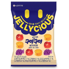 Цукерки жувальні Jellycious Mix персик,виноград,апельсин  60 г