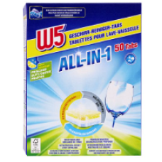 Таблетки для посудомийних  машин W5 All in 1 50 шт