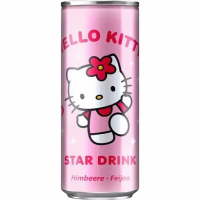 Напій газований безалкогольний The Drinks Hello Kitty зі смаком малина-фейхоа 250 мл/24