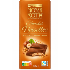 Шоколад Moser Roth молочний з горіховим кремомі і кріспами 150 г