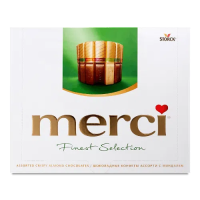 Цукерки шоколадні Merci асорті з мигдалем 250 г