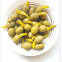 Оливки Kalimera зелені фаршировані македон зеленим перцем 250 г