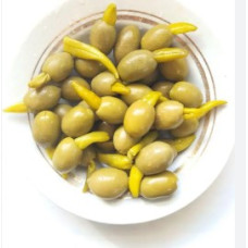 Оливки Kalimera зелені фаршировані македон зеленим перцем 250 г