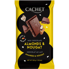 Шоколад Cachet молочний мигдаль з нугою 300 г/12