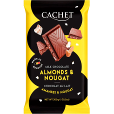 Шоколад Cachet молочний 32% cacao мигдаль з нугою 300 г/12