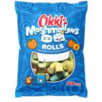 Маршмеллоу Okki Marshmallows Rolls зі смаком персика 140 г/24
