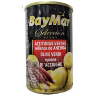 Оливки Bay Mar зелені  фаршировані анчоусами 300 г/12