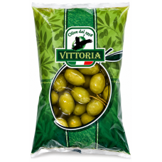 Оливки Vittoria зелені з кісточкою дольче гіганти 850 г