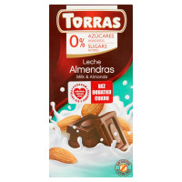 Шоколад Torras молочний без цукру мигдаль 75 г/48