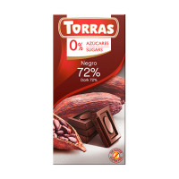 Шоколад Torras чорний без цукру - 72% 75 г/12