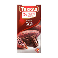 Шоколад Torras чорний без цукру - 72% 75 г/12